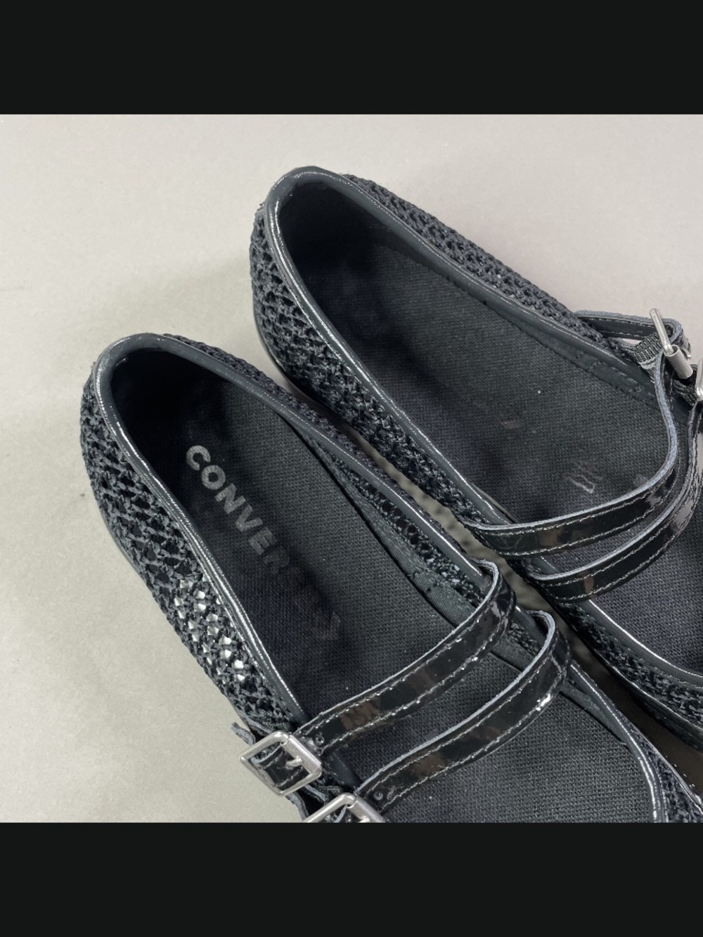 NEW Converse Shoes Womens 9 black woven dainty Mary Jane coquette street wear - Picture 6 of 11